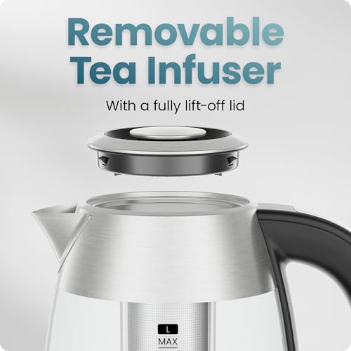 Electric Kettle 1.8L - Rapid Boil 1750W, Digital Temp Control, Stainless Steel