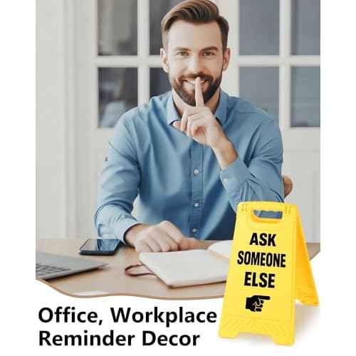 ask someone Else Funny Reminder Desk Sign Yellow Warning Style Office Table Decorative Gift for Coworkers Friends Home Workspace Phone Holder Mirror Acrylic Cubicle Tabletop Sign White Elephant Gifts