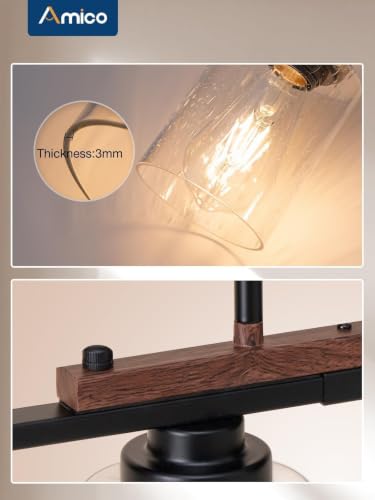 Amico 4-Light Seeded Glass Kitchen Island Chandelier - Modern Farmhouse Pendant Lighting