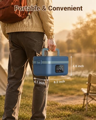 VASG Bluegreen Cordless Heated Lunch Box with 4.3-Cup Steel Container & Accessories