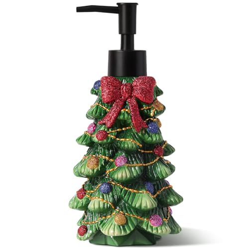 Walkinstin Christmas Tree Hand Soap Dispenser 10.7 fl oz - Resin Holiday Kitchen & Bath Decor