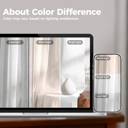 White Double Layer Blackout Curtains 52W x 108L Pack of 2 - Room Darkening & Privacy