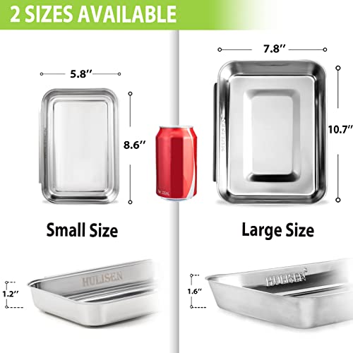 HULISEN Large Stainless Steel Breading Trays Set of 3, Non-Slip Interlocking Design