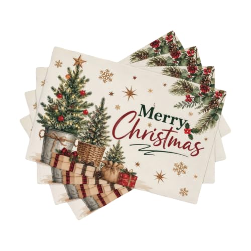 Merry Christmas Placemats 12x18 Inch Set of 4 | DTDO (Variation: Merry Christmas)