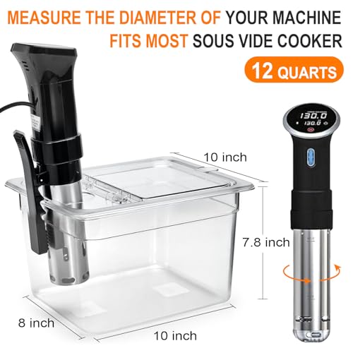 HOMENOTE 12 Qt Collapsible Lid Sous Vide Container Kit with Rack & Sleeve - Food-Grade BPA-Free