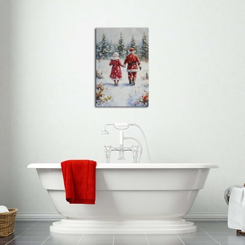 NTEUMM Santa Claus Wall Art Canvas 16x24 Inch Unframed Christmas Decor