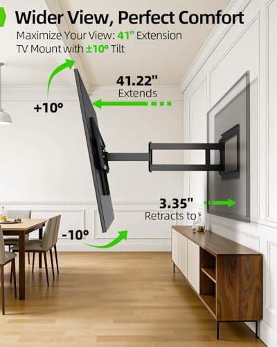 50-100 Inch Heavy Duty Long Arm TV Wall Mount with 40-Inch Extension, Tilt & Swivel