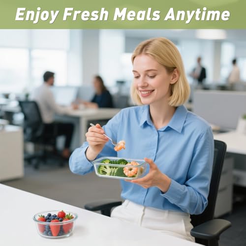BAYZZ 15-Pack Gray Glass Food Storage Containers Set with Airtight Lids