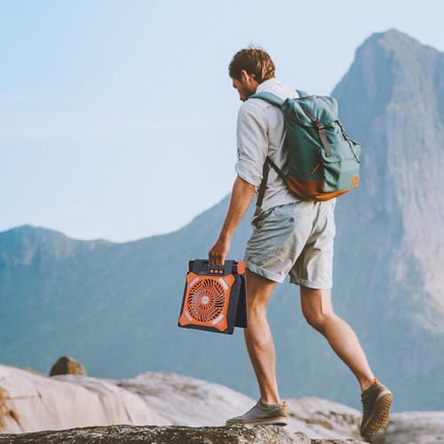 WESTTREE Solar Camping Fan with LED Lantern & Power Bank - Orange