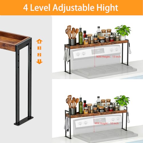 32.9-Inch Over Stove Spice Rack Shelf for 30-Inch Stovetop with Adjustable Height Rustic Brown & Black