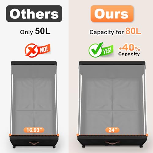 Large Under Bed Storage Bin with Wheels - 80L Capacity, 30.7 x 24 x 6.7 Inches, Black, 2-Pack
