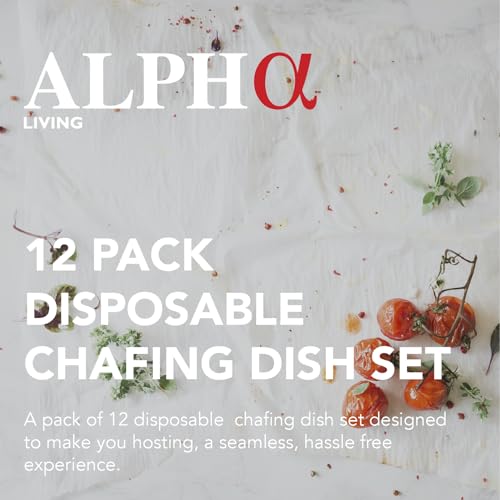 Complete Disposable Chafing Dish Buffet Set with Fuel Cans - 12 Pack