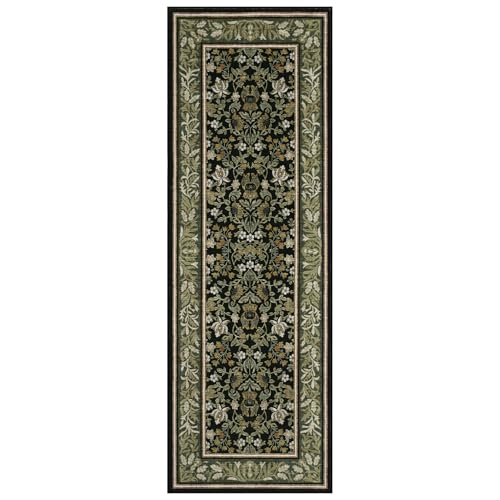 GarveeHome 2.5x8 Green Black Christmas Runner Rug Non Slip Washable Hallway