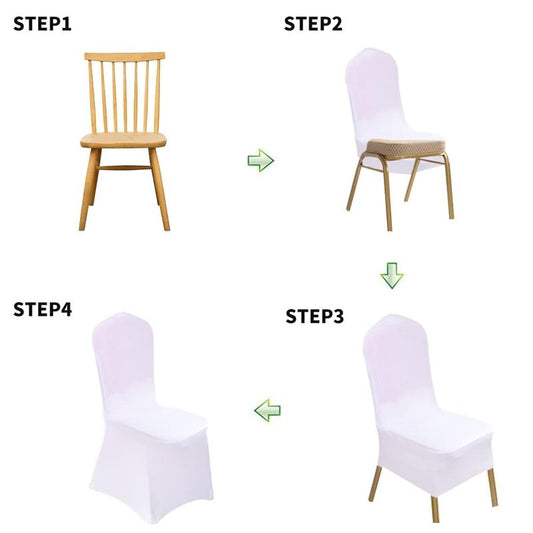 100 Pcs White Washable Removable Universal for Wedding Party Dining Banquet Polyester Spandex Stretch Slipcovers Chair Covers
