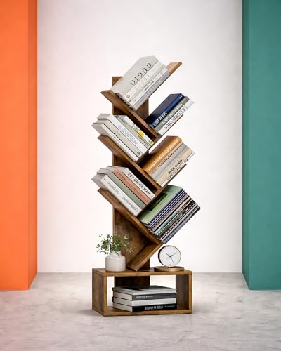 6 Tier Tree Book shelf - Small Bookcase and Bookshelf for Spaces,