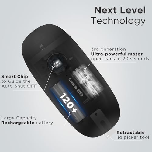 Canslab Ultrablade PRO Electric Can Opener Black USB Rechargeable Auto Stop