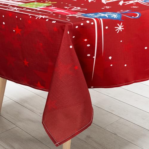 Big Christmas Tree Rectangle Tablecloth 84x60 Inch Holiday Decor Washable