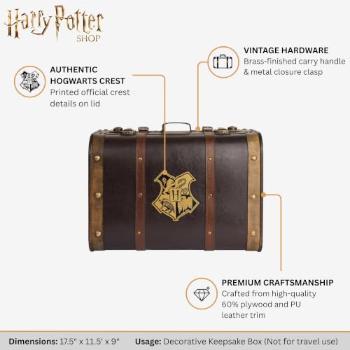 Large Harry Potter Hogwarts School Trunk - Official Decorative Storage Chest, 17.5"