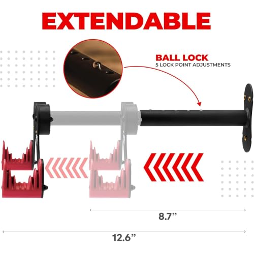 PRO BIKE TOOL Wall Mount Bike Rack - Horizontal Garage Storage, Red, Pack of 1
