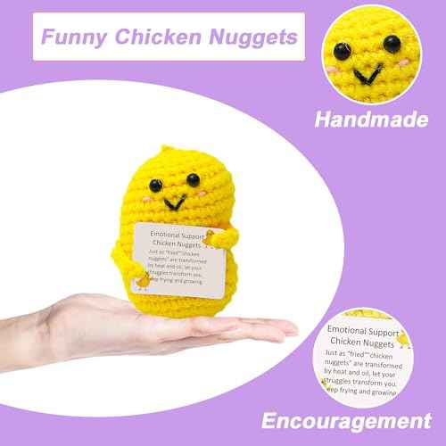 Emotional Support Nuggets Inspirational Positive Crochet Animals Gifts Funny Positive Nuggets Potato Pickle for Women Men Birthday Christmas Stocking Stuffers White Elephant