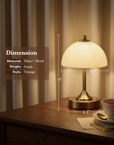 ROTTOGOON Gold Cordless Table Lamp with 5200mAh Battery, Dimmable Touch Nightstand Light