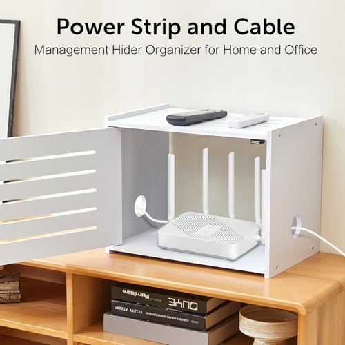 WiFi Router Storage Cabinet with Cable Management and Ventilation