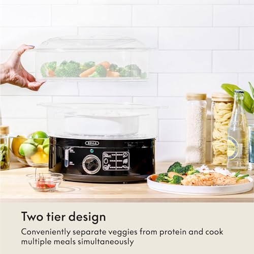 Two-Tier Food Steamer with Stackable Baskets - Black Kitchen Appliance