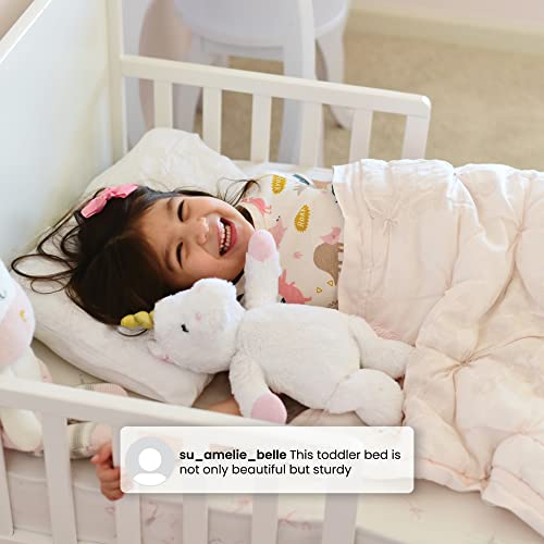 Delta Children Grey Toddler Bed - Safe, Sturdy Wood Frame with Guardrails