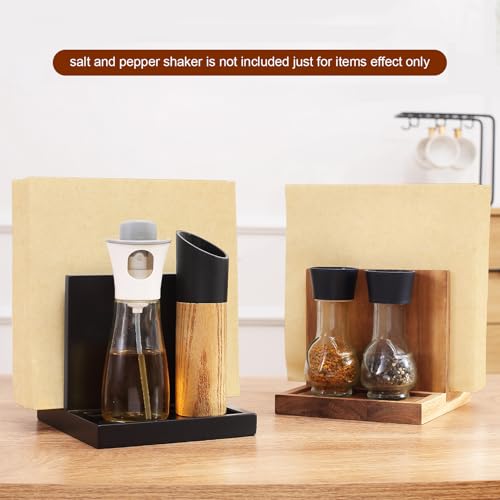EverBBKing Natural Wooden Napkin & Salt & Pepper Holder for Kitchen & Restaurant