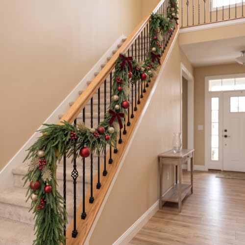 4Pcs 6FT Real Touch Norfolk Pine Garland, Christmas Garland