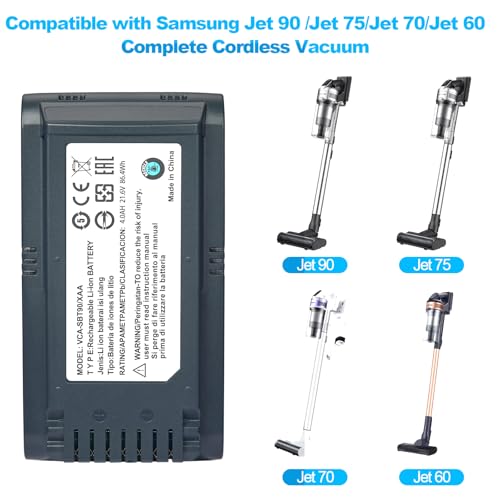 4000mAh Replacement Battery for Samsung Jet 60 70 75 90 Series Cordless Vacuum Cleaner
