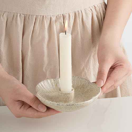Ceramic Candlestick Holder£¬ Candle Holder for Taper Candles,Incense, Santo Palo, Halloween Christmas Wedding Parties, Dining Room Home Decoration Display - Camel