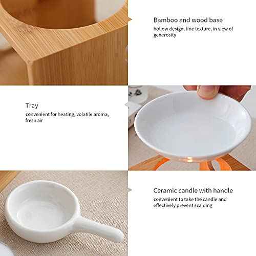Wooden Essential Oil Burner, Aromatherapy Burner Oil Warmer Diffuser, WaxMelt Warmer with Tealight Candle Holder for Holiday Home Birthday Wedding Valentine Decoration