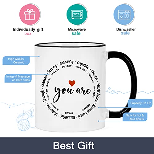 Christian Coffee Mug Gift for Women Black Handle 11oz Inspirational Faith Gift
