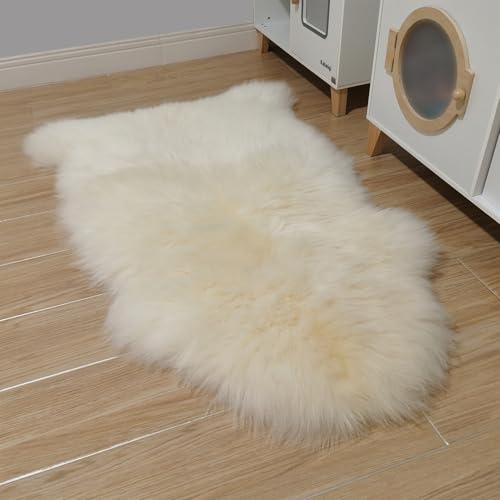 Australian Sheepskin Rug 2x3 ft Natural White Lambskin Area Rug - Oblong