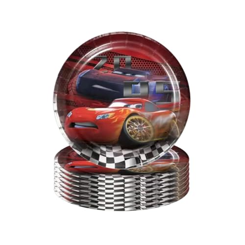 Cars Theme Birthday Party Supplies Set with Plates Cups Utensils Napkins & Tablecloth