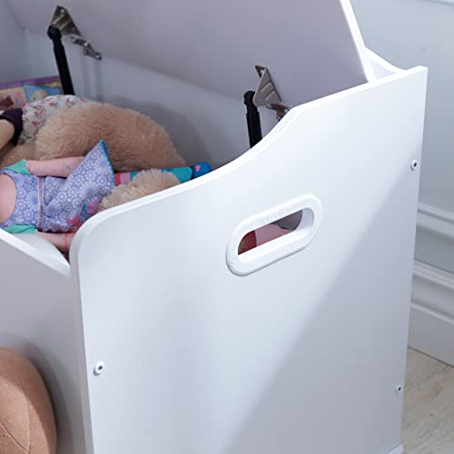 KidKraft Austin Wooden Toy Storage Bench - White, Safety Hinged Lid, Ages 3+