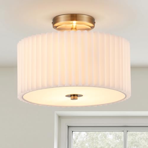 VONLUCE 12.2" Semi Flush Mount Ceiling Light, 2-Light Drum Light
