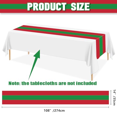 Christmas Table Runner - 6 Pcs Red and Green Striped Runners for Ugly