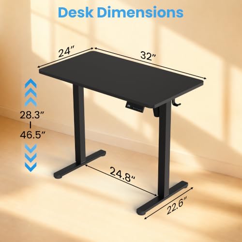 AdGiGi Black 32x24 inch Electric Standing Desk - Compact Adjustable Home Office Workspace