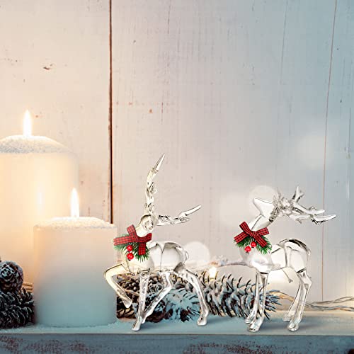 Bucherry 2-Pack Christmas Acrylic Reindeer Figurines - Basic Style Holiday Decor