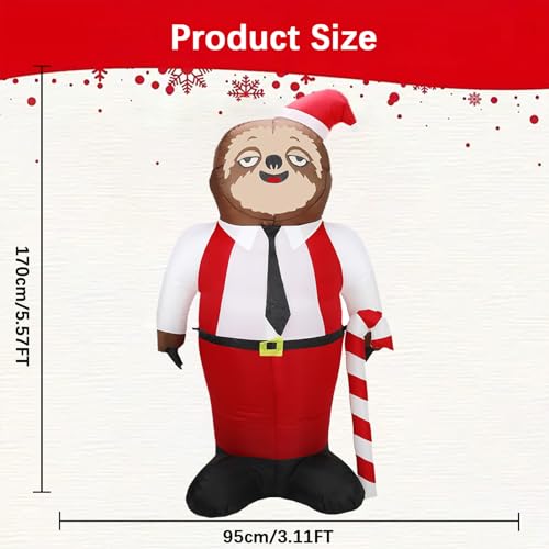 6ft Christmas Sloth Inflatables with LED Lights Outdoor Decoration