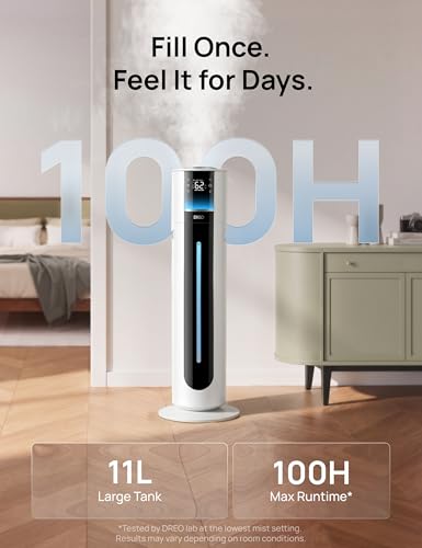 DREO 11L White Smart Humidifier for Large Rooms 700 sq.ft, Quiet 100H Run
