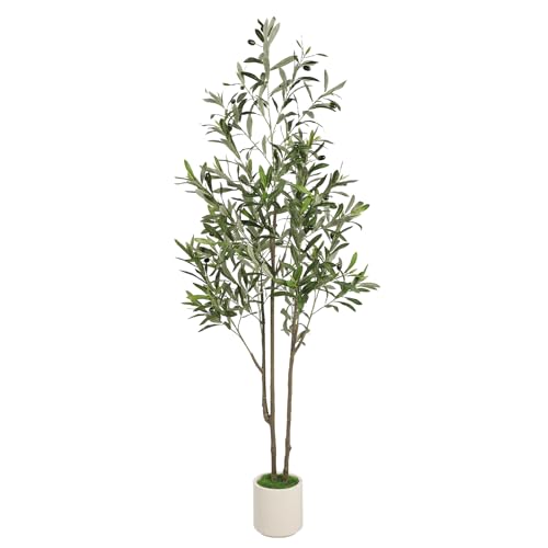 5ft Artificial Olive Tree with Realistic Branches and White Pot - Lifelike Faux Indoor Plant