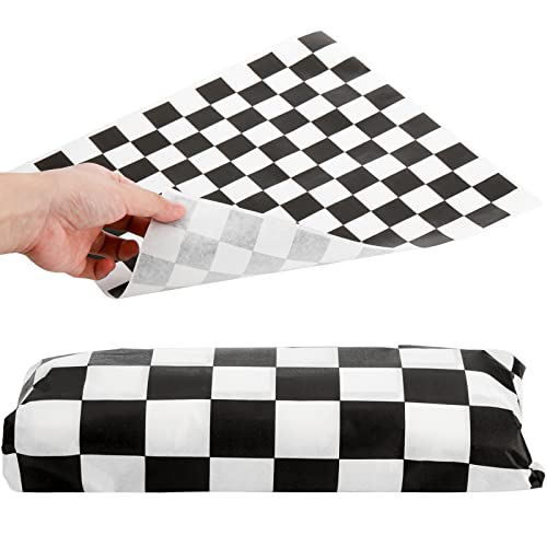 Fasmov Black & White Checkered Sandwich & Deli Basket Liners 12x12 Inches, 1000 Sheets