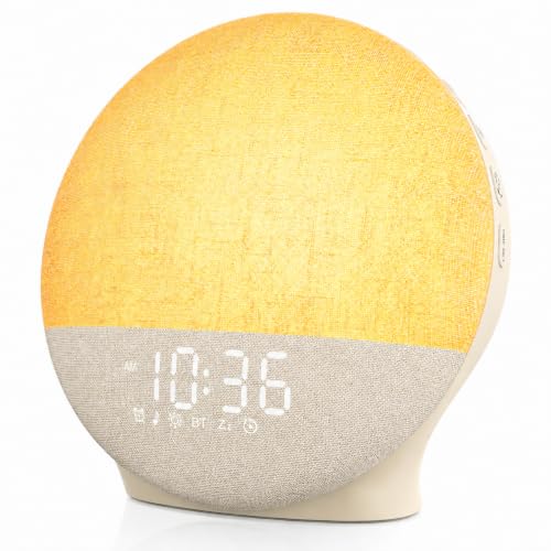 Sunrise Alarm Clock with White Noise Machine Beige Linen - Bluetooth Sleep Aid