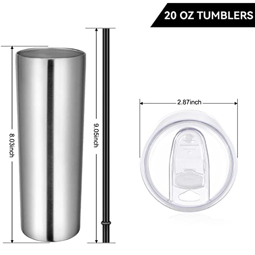 VEGOND 20 oz Stainless Steel Skinny Tumbler with Lid & Straw - Vacuum Insulated Travel Mug, 1 Pack