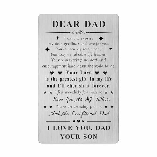 Personalized Dad Wallet Card Gift from Son - Engraved Stainless Steel Keepsake for Father's Day