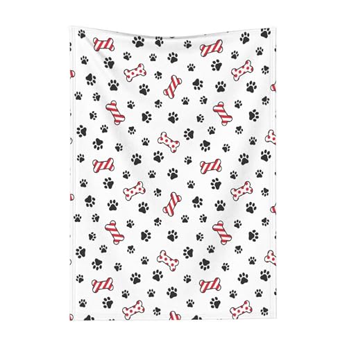 Dog Paw Blanket, Dog Paw Christmas Santa Claus Xmas Truck Blankets, Gift for Girls Dog Paw Lover, 30"x40" Soft Lightweight Plush Throw Blanket for Couch Bed Sofa Decoration
