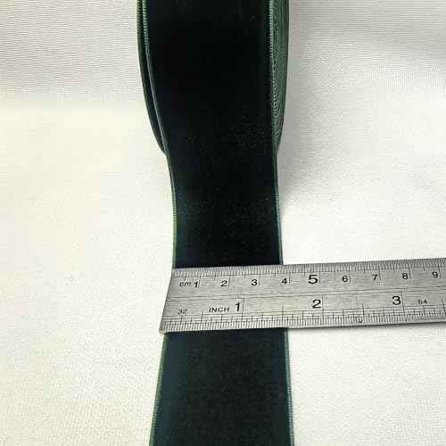 Chenkou Craft 5 Yards 1 1/2" Dark Green Velvet Ribbon Lots Bulk Christmas Decoration,Gift Packing (Dark Green, 1 1/2"(40mm))